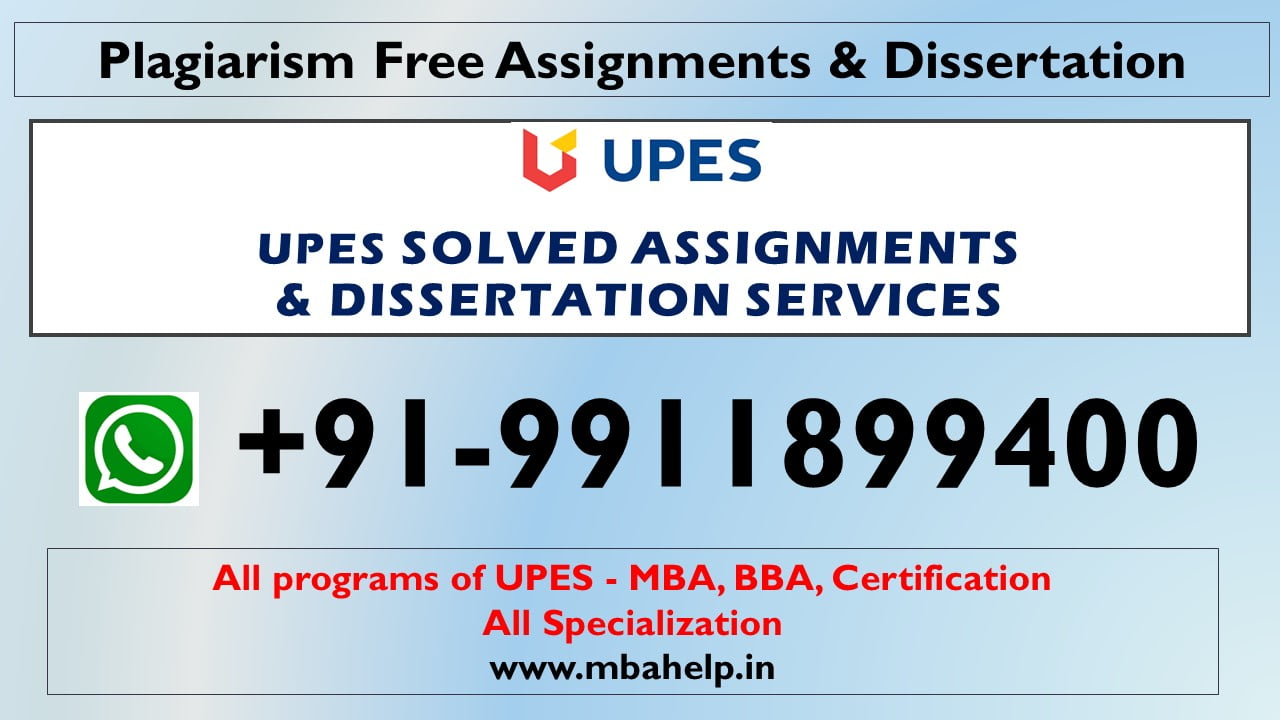 Plagiarism Free UPES MBA Solved Assignments-Logistics and SCM