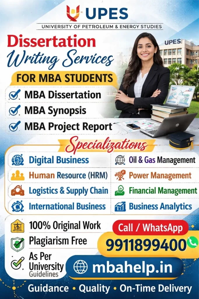 UPES MBA Dissertation and Synopsis Writing Services