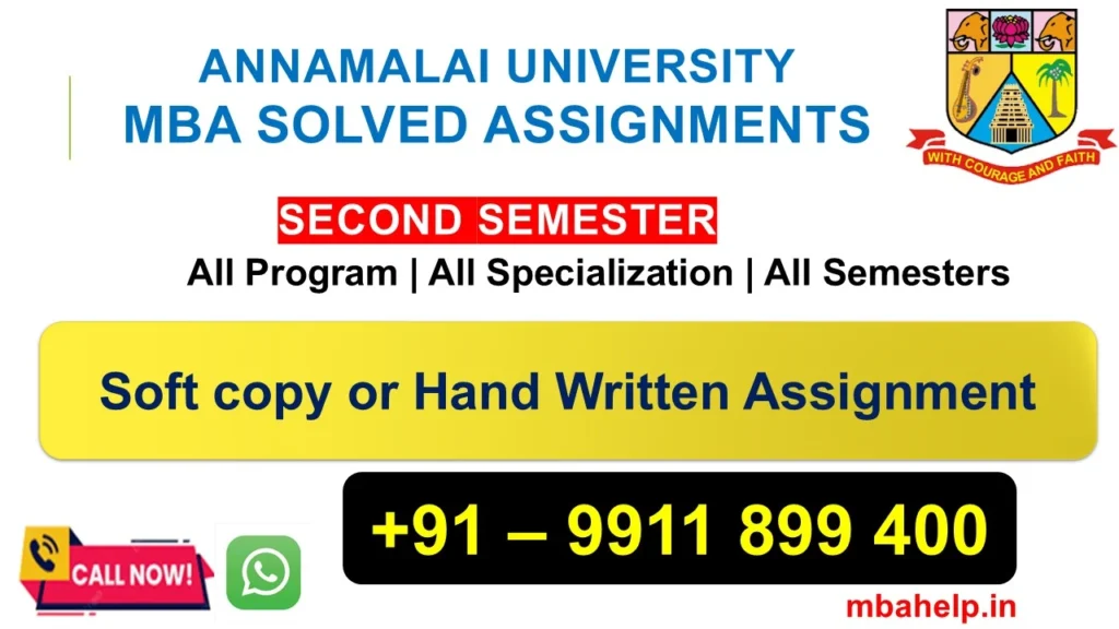 Annamalai MBA Solved Assignments Second Semester 2025-2026