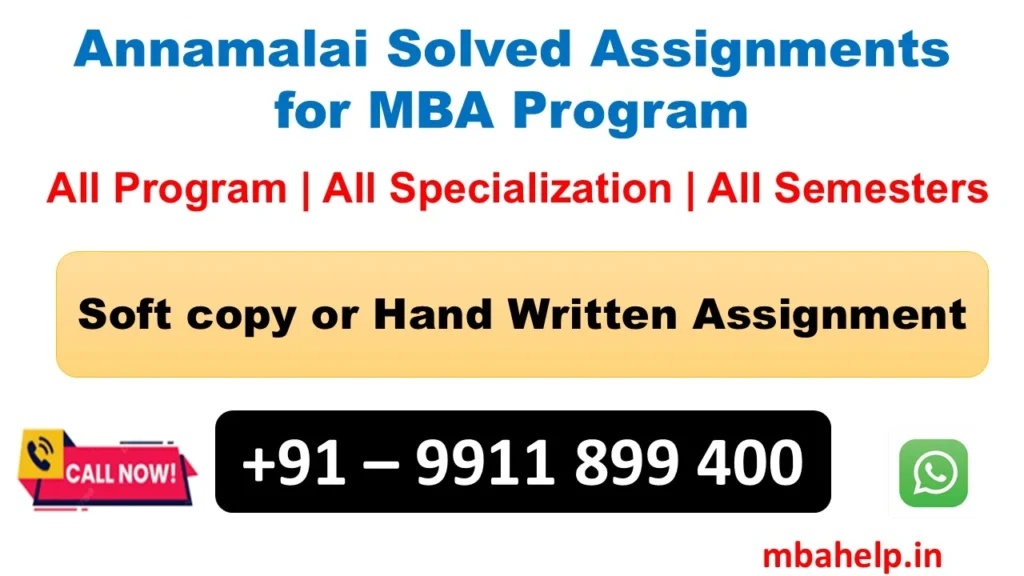 Annamalai Solved Assignments for MBA Program for All Semesters -  2025-2026 [LATEST]