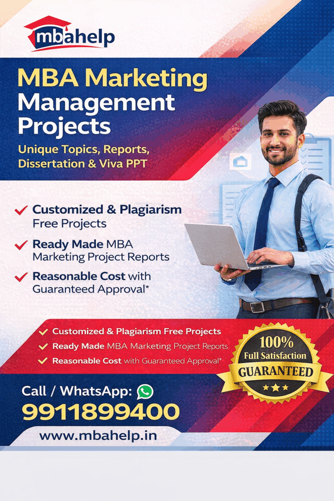 Best Marketing Project Report for MBA, BBA, PGDM & MCOM