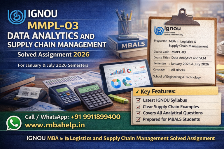 IGNOU MBA Solved Assignments 2025–26 | MBAOL, HRM, Finance, Marketing