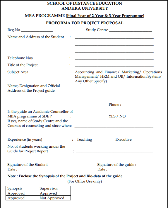 Andhra university project proposal proforma