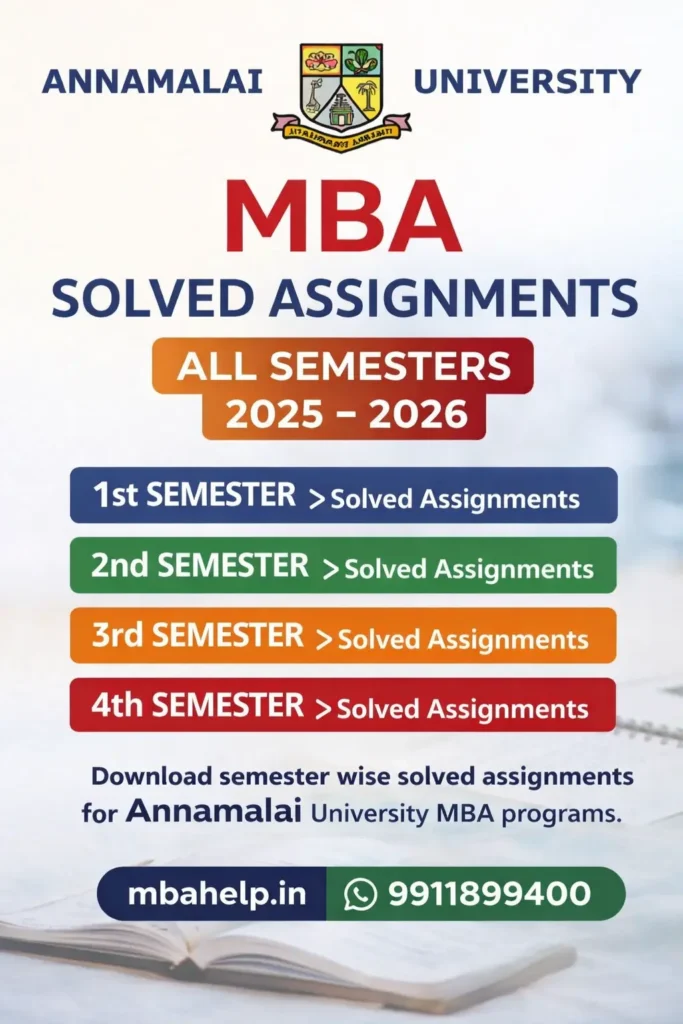 Annamalai MBA Solved Assignment 2026