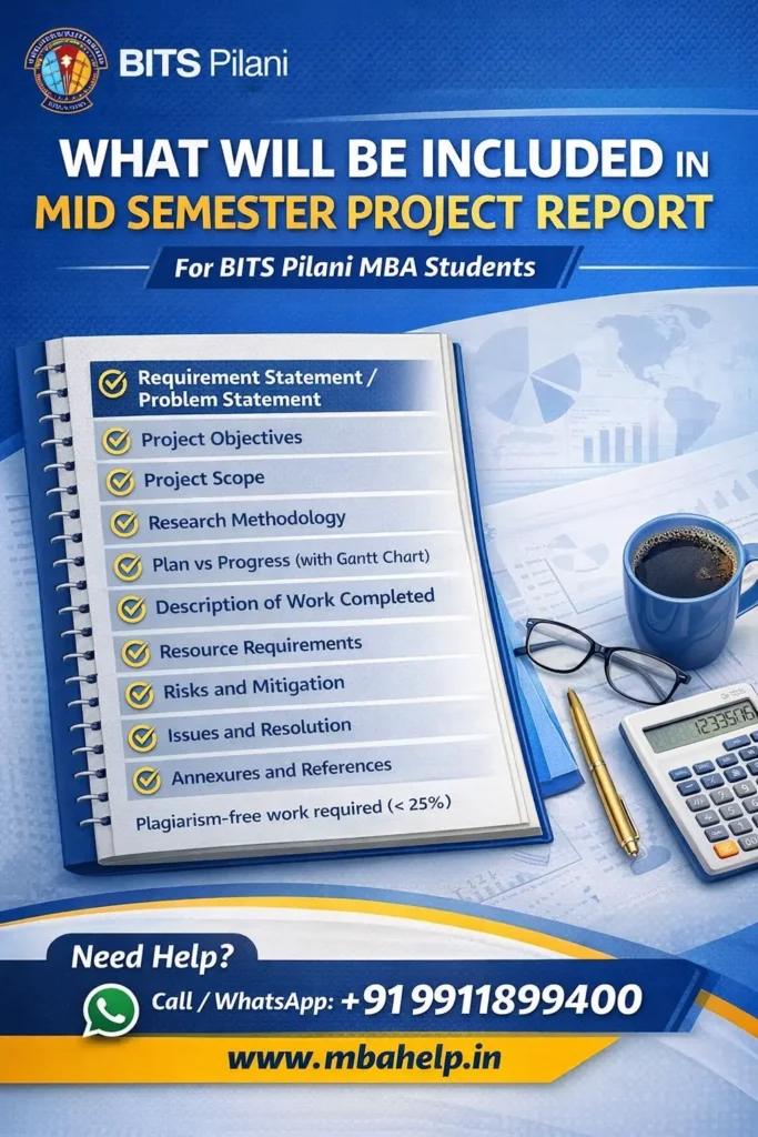 BITS Pilani Mid Semester Report Format