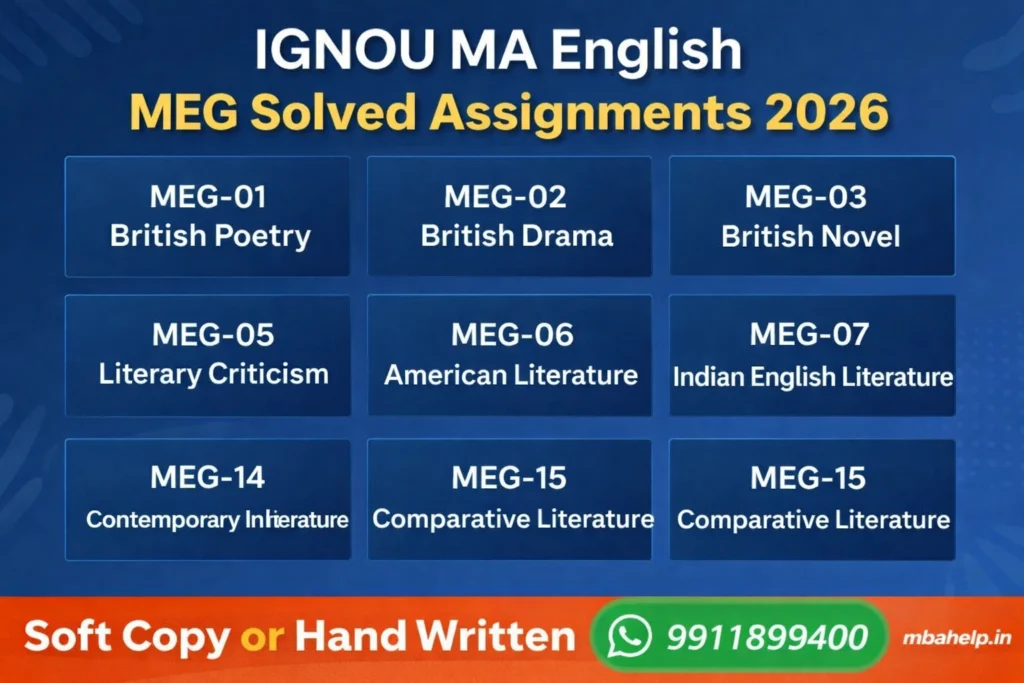 IGNOU MA English MEG Solved Assignment 2026