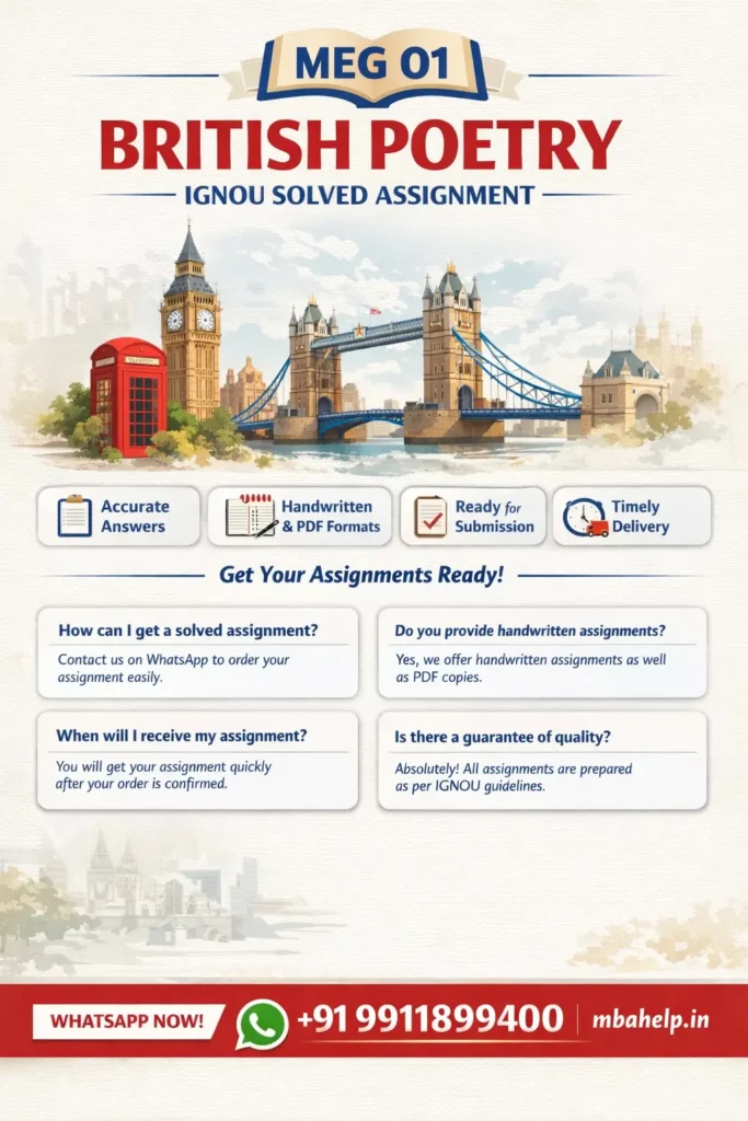 IGNOU MEG 01 British Poetry Solved Assignment