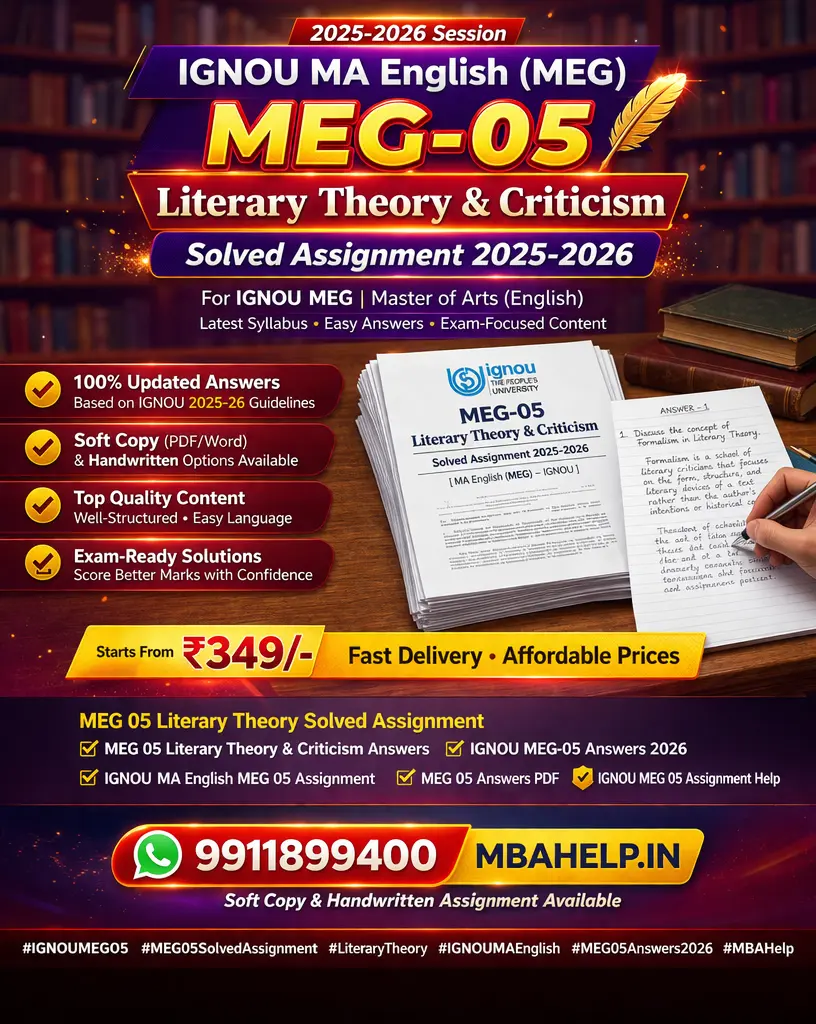 IGNOU MEG 05 Literary Theory & Criticism Solved Assignment