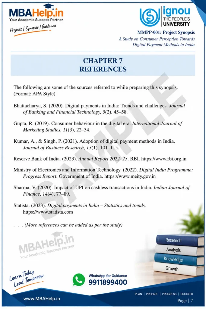 ignou project references sample
