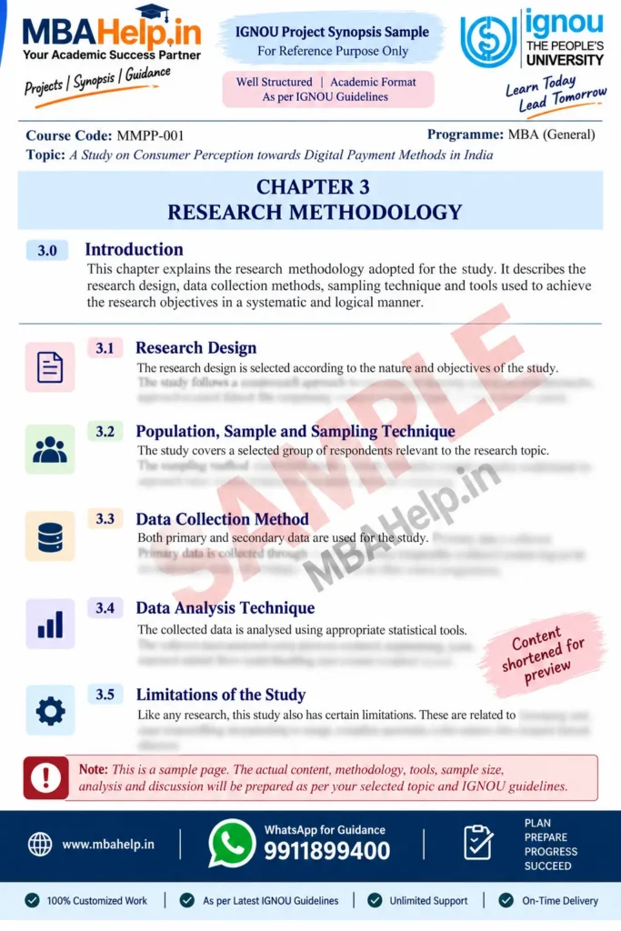 ignou project research methodology sample