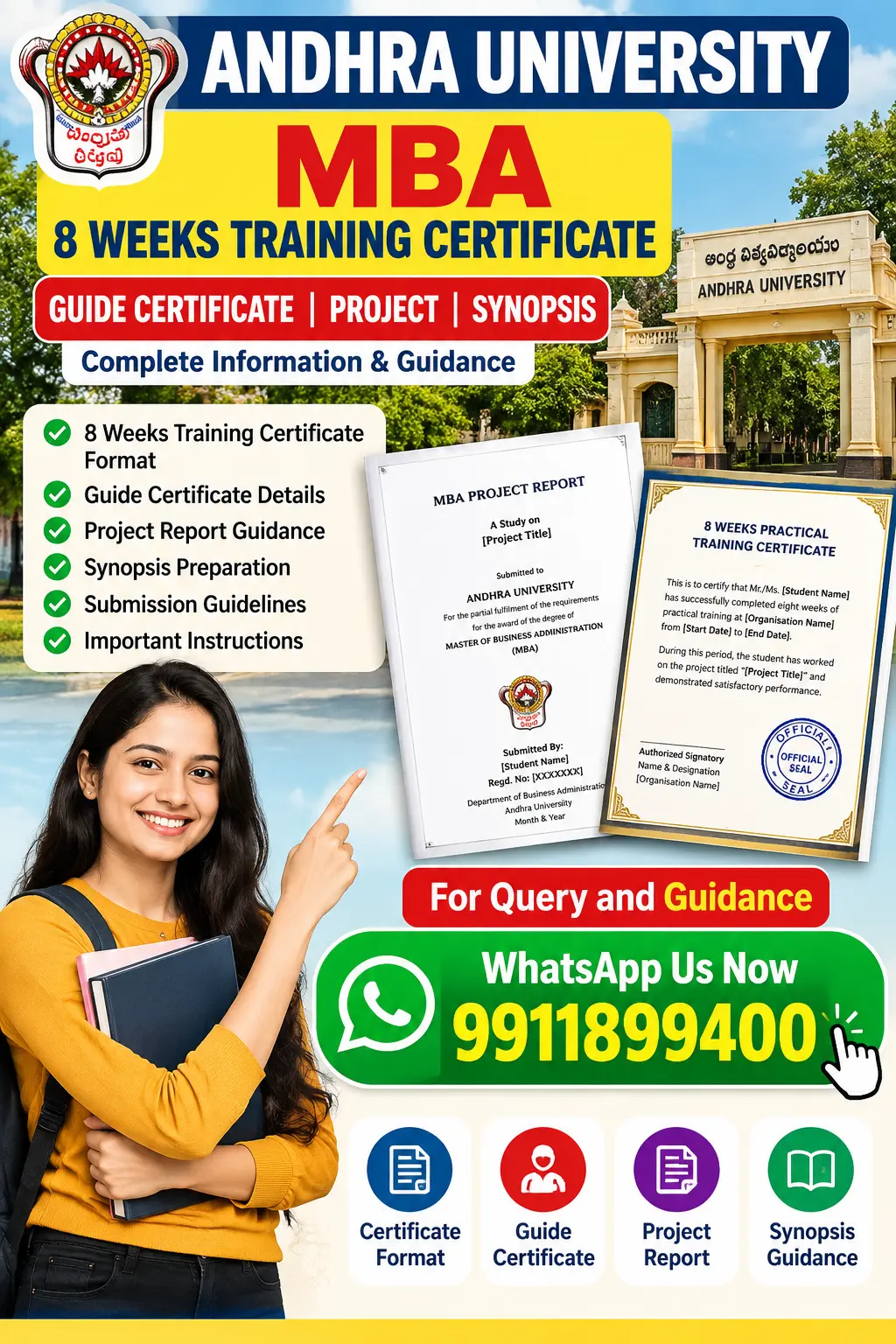 Andhra University MBA Project Training Certificate (8 Weeks) and Project Guide Bio Data 2026